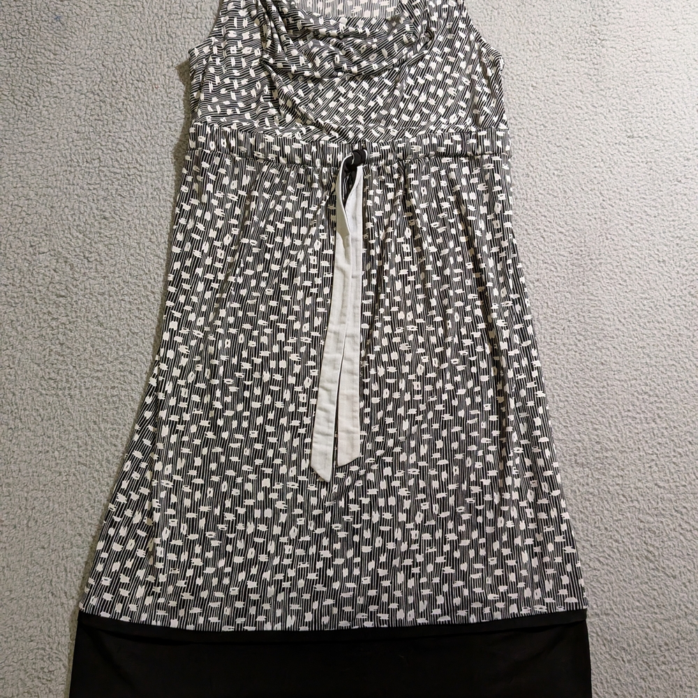 Motherhood Maternity Women`s Black White Cowl Neck Sleeveless Midi Dress Size S